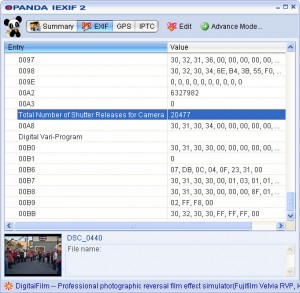 shutter release number iexif