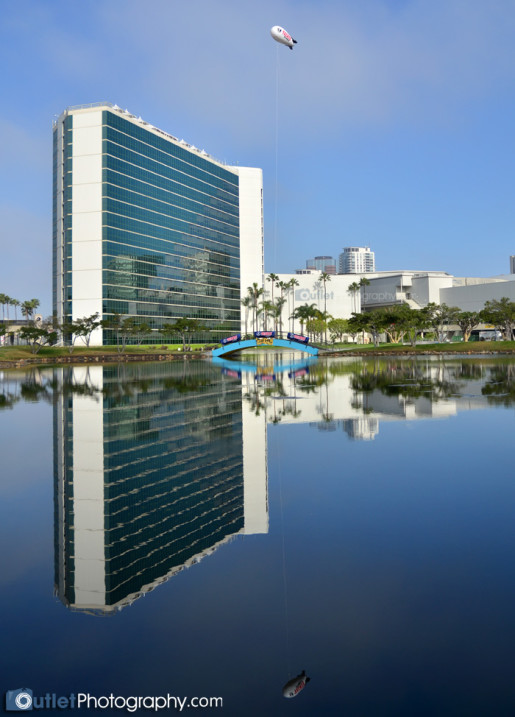 hotel reflection on lake